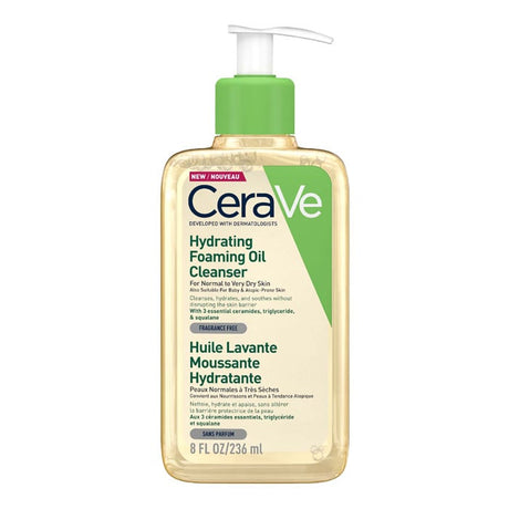 CERAVE - Hydrating Foaming Oil Cleanser - FACE & BODY CLEANSER FOR DRY SKIN - LUXURIUM